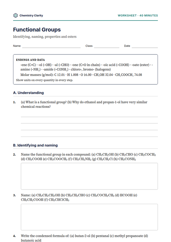 Preview of the first page of Functional Groups Worksheet