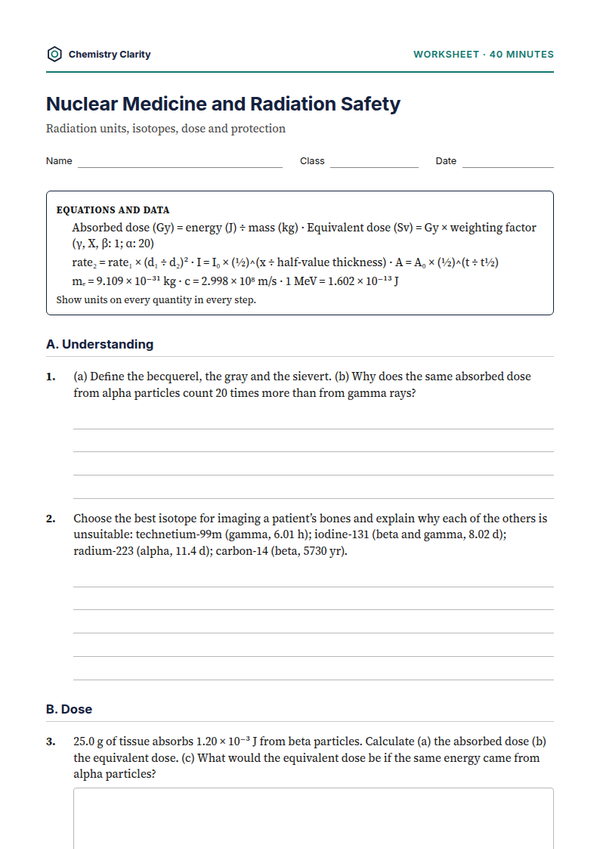 Preview of the first page of Nuclear Medicine and Radiation Safety Worksheet