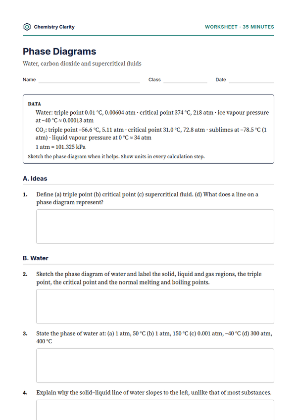Preview of the first page of Phase Diagrams Worksheet